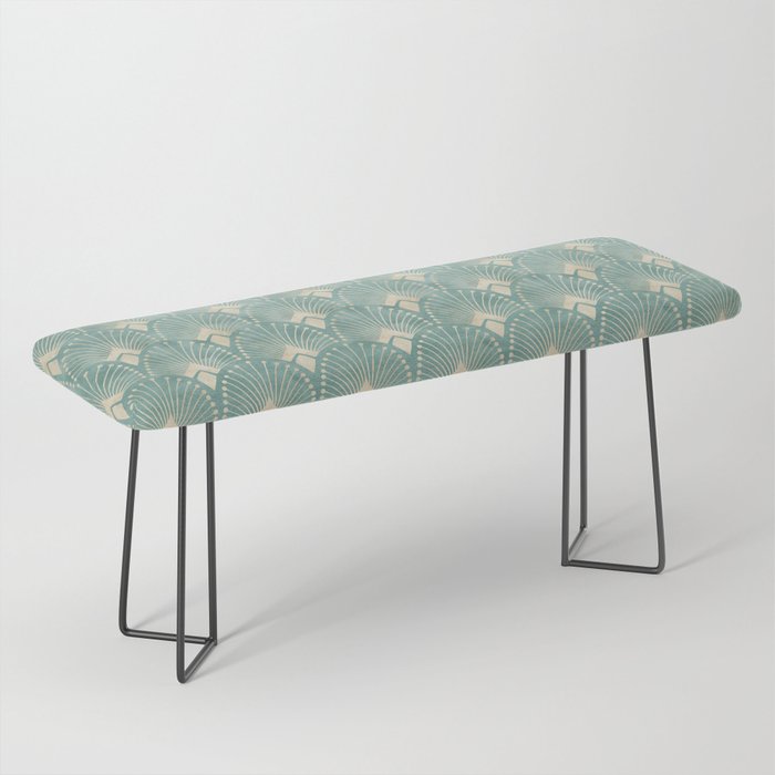 Art Deco Fans Pattern in Teal Bench Gallery Image 1