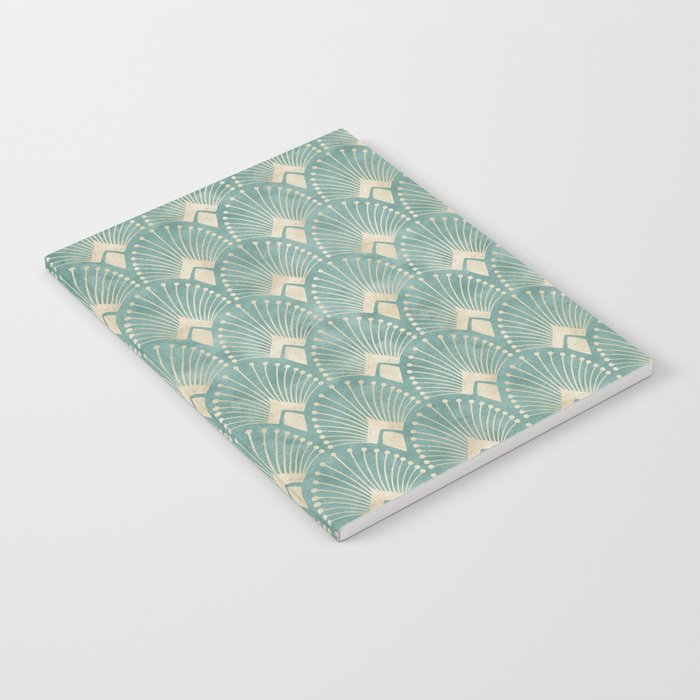 Art Deco Fans Pattern in Teal Notebook Gallery Image 2