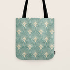 Art Deco Fans Pattern in Teal Tote Bag Gallery Image 1