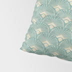 Art Deco Fans Pattern in Teal Pillow Sham Gallery Image 4