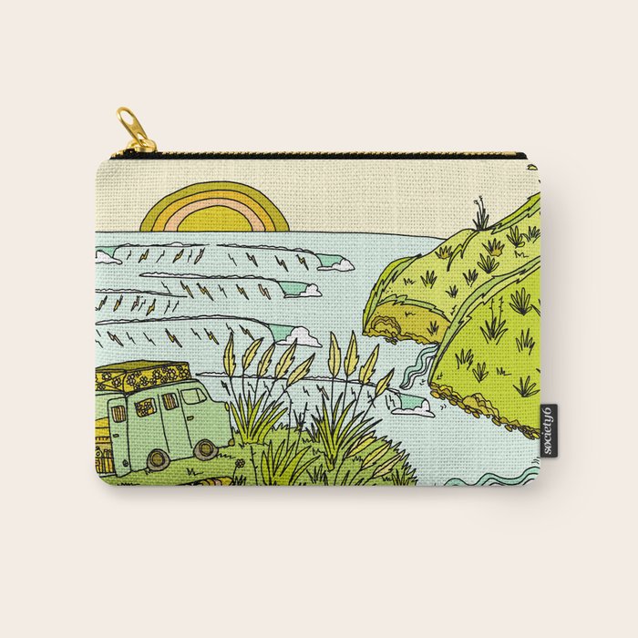 home is where you park it // wandering in new zealand // retro surf art by surfy birdy Carry All Pouch Gallery Image 1