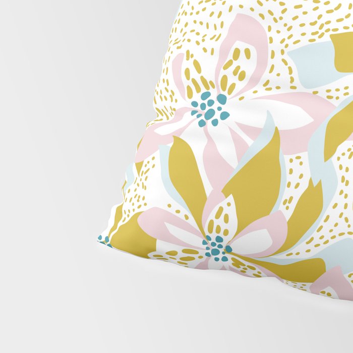 vibrant flowers pattern modern bouquet candy turquoise white summer tropics Pillow Sham Gallery Image 4