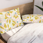 vibrant flowers pattern modern bouquet candy turquoise white summer tropics Pillow Sham Gallery Image 2