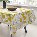 vibrant flowers pattern modern bouquet candy turquoise white summer tropics Tablecloth Gallery Image 3
