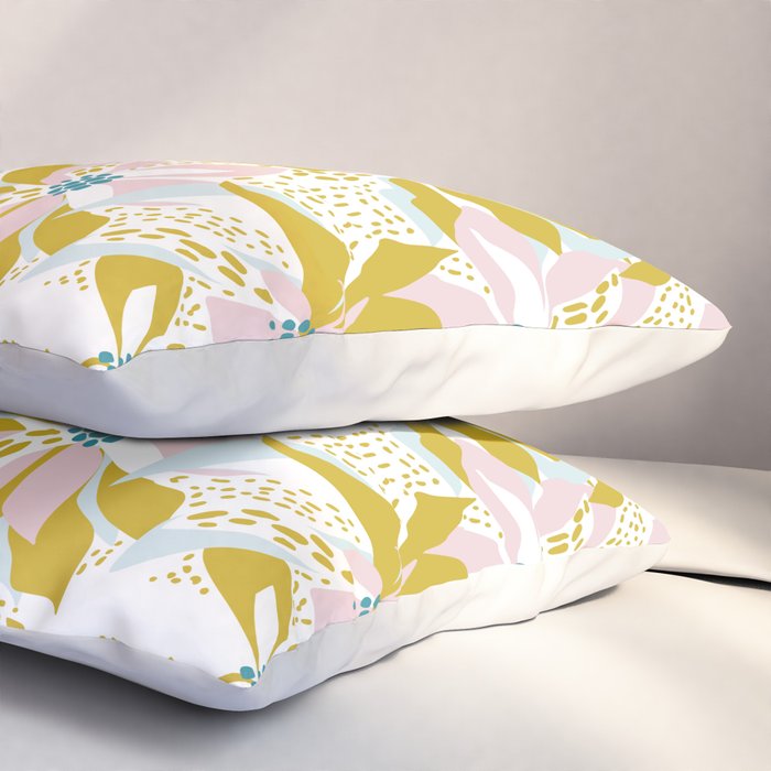 vibrant flowers pattern modern bouquet candy turquoise white summer tropics Pillow Sham Gallery Image 3