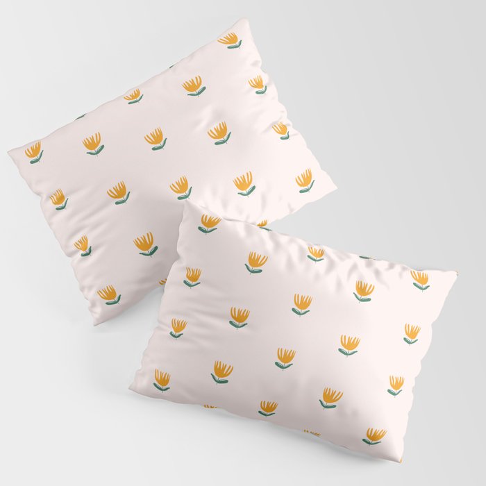 Abstract Yellow Tulip - Pink Background Pillow Sham Gallery Image 1