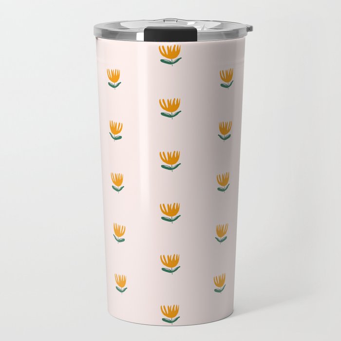 Abstract Yellow Tulip - Pink Background Travel Mug Gallery Image 1
