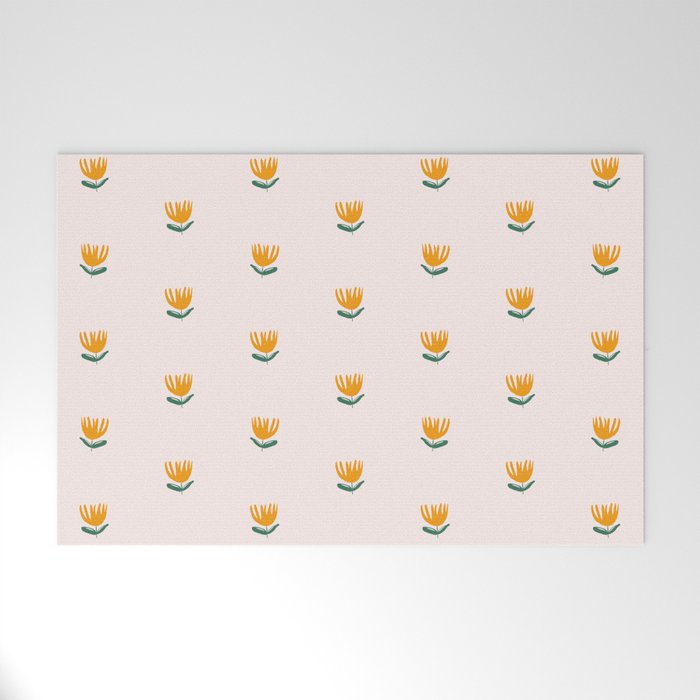 Abstract Yellow Tulip - Pink Background Welcome Mat Gallery Image 1