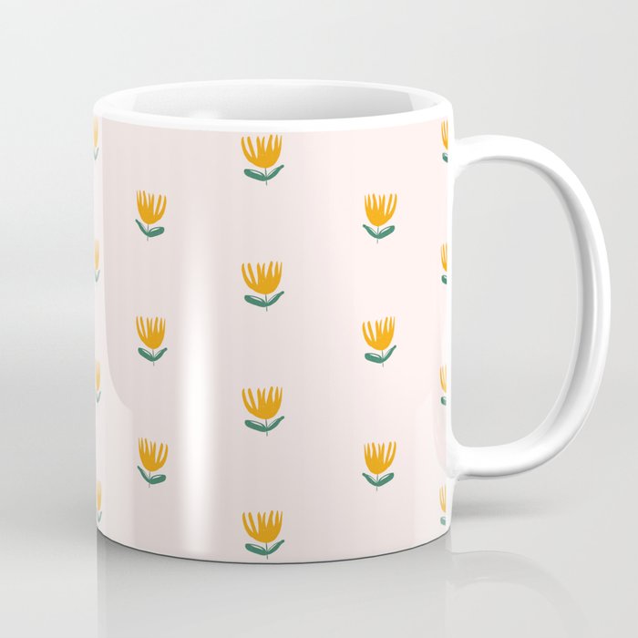 Abstract Yellow Tulip - Pink Background Coffee Mug Gallery Image 1