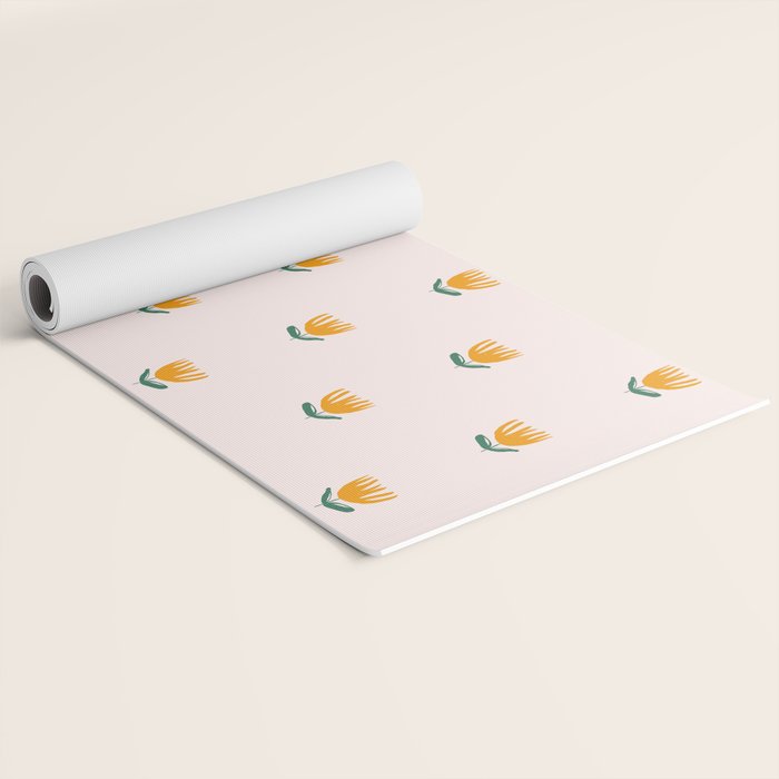Abstract Yellow Tulip - Pink Background Yoga Mat Gallery Image 2