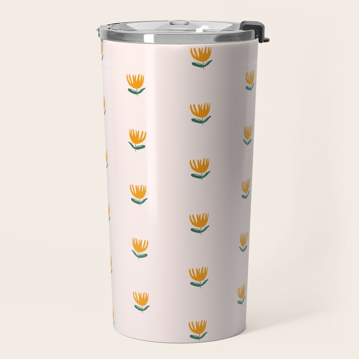 Abstract Yellow Tulip - Pink Background Travel Mug Gallery Image 2