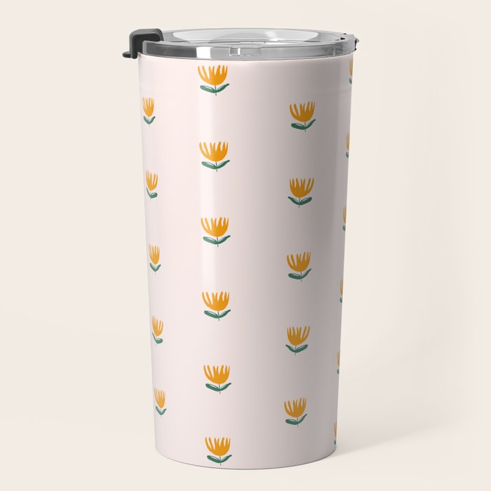Abstract Yellow Tulip - Pink Background Travel Mug Gallery Image 3