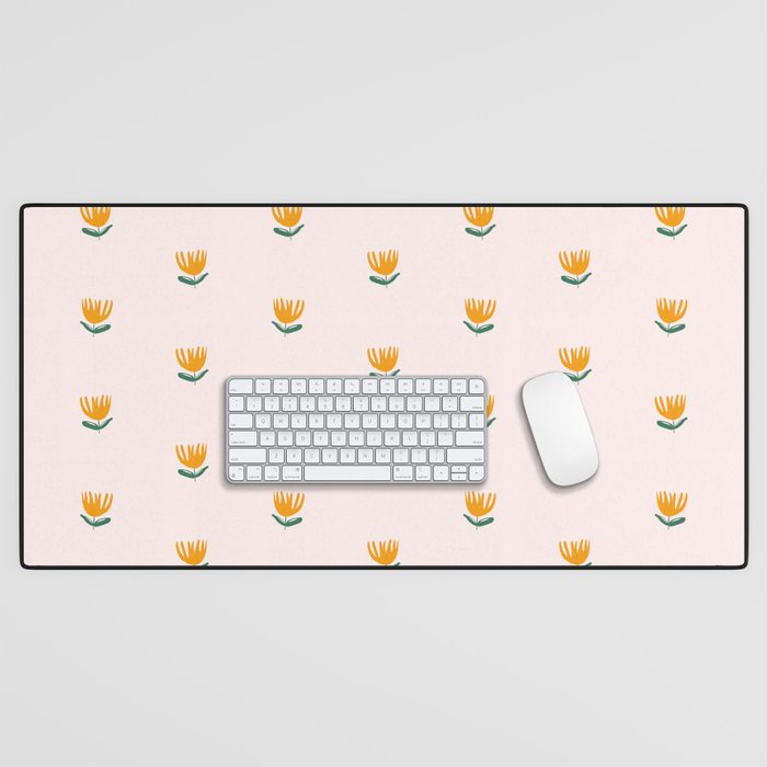 Abstract Yellow Tulip - Pink Background Desk Mat Gallery Image 1