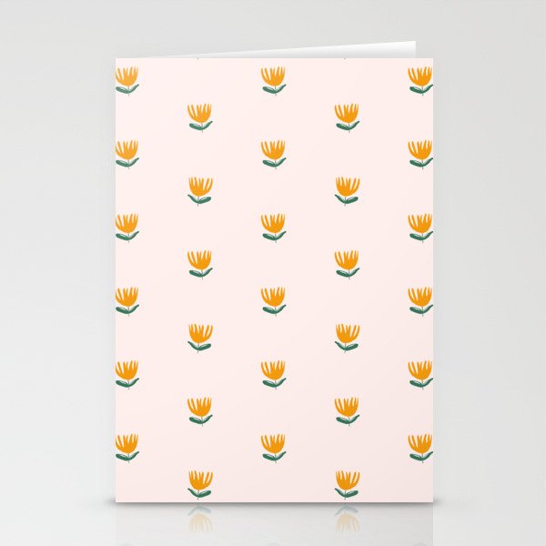 Abstract Yellow Tulip - Pink Background Stationery Card Gallery Image 2