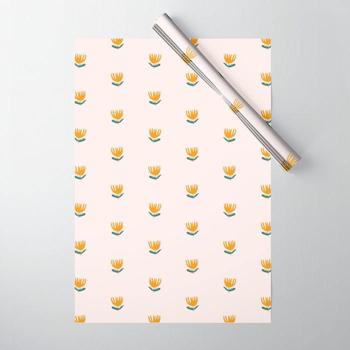 Abstract Yellow Tulip - Pink Background Wrapping Paper Gallery Image 1