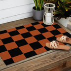 Black & Orange Checkers Outdoor Rug Gallery Image 2