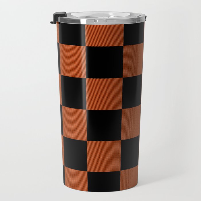 Black & Orange Checkers Travel Mug Gallery Image 3