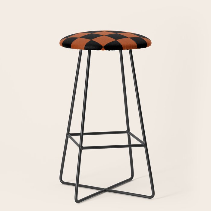 Black & Orange Checkers Stool Gallery Image 1