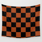 Black & Orange Checkers Wall Tapestry Gallery Image 4