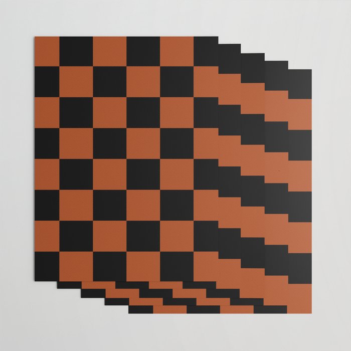 Black & Orange Checkers Wrapping Paper Gallery Image 3