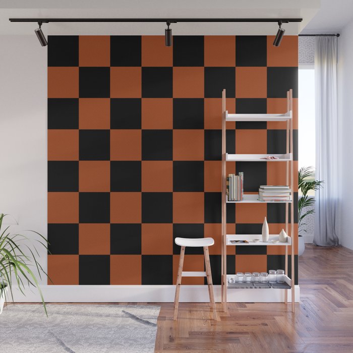 Black & Orange Checkers Wall Mural Gallery Image 1