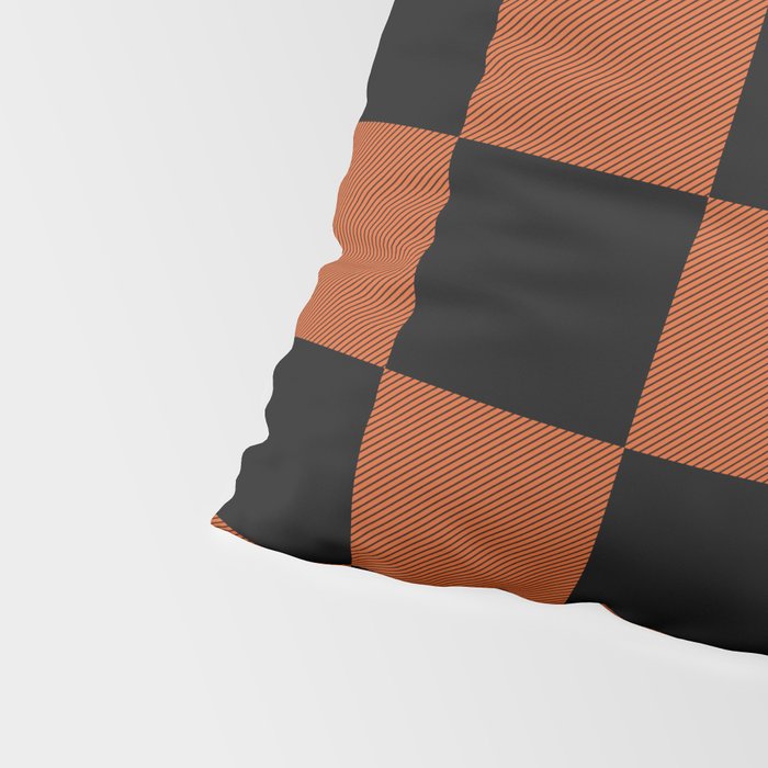 Black & Orange Checkers Pillow Sham Gallery Image 4