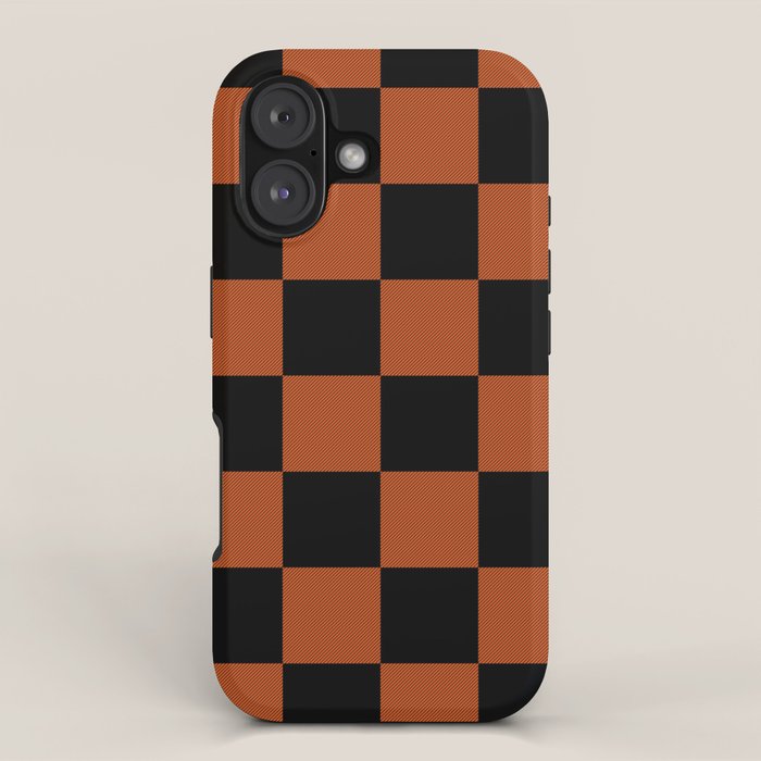 Black & Orange Checkers iPhone Case Gallery Image 1