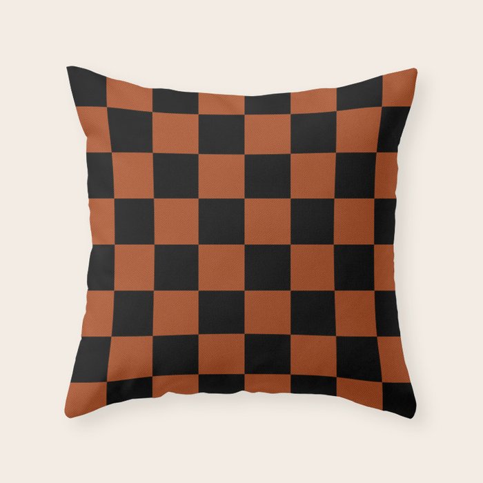 Black & Orange Checkers Throw Pillow Gallery Image 6
