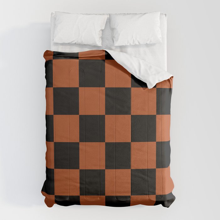 Black & Orange Checkers Comforter Gallery Image 1