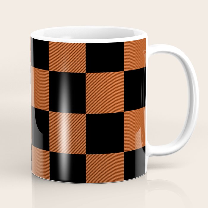 Black & Orange Checkers Coffee Mug Gallery Image 1