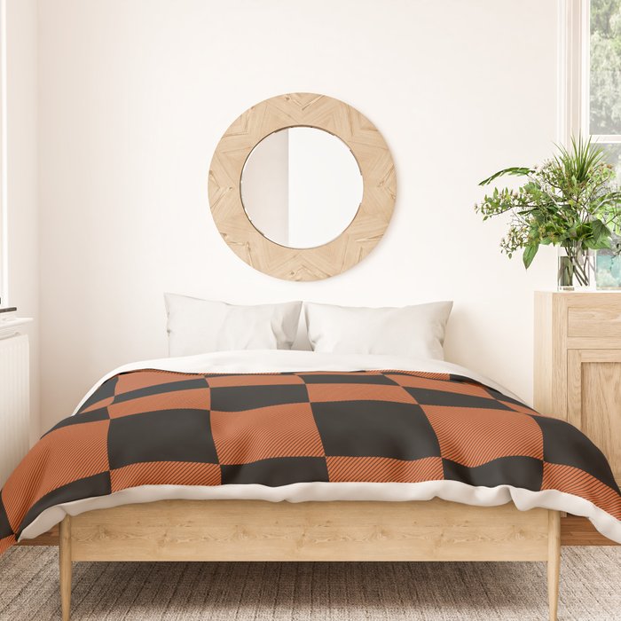 Black & Orange Checkers Duvet Cover Gallery Image 3
