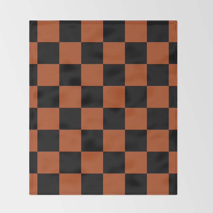 Black & Orange Checkers Throw Blanket Gallery Image 2