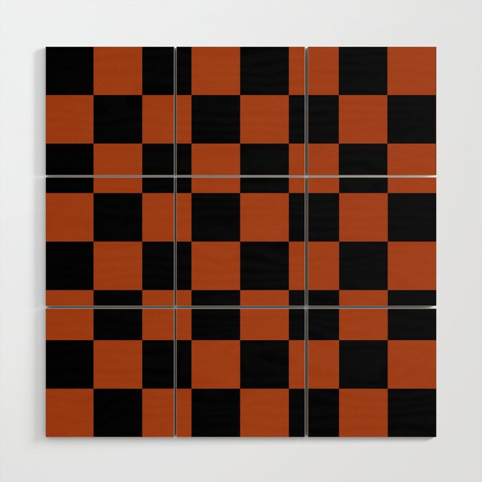 Black & Orange Checkers Wood Wall Art Gallery Image 1