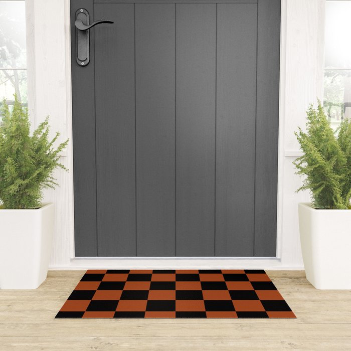 Black & Orange Checkers Welcome Mat Gallery Image 3