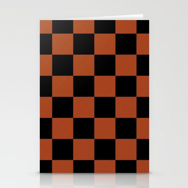 Black & Orange Checkers Stationery Card Gallery Image 1