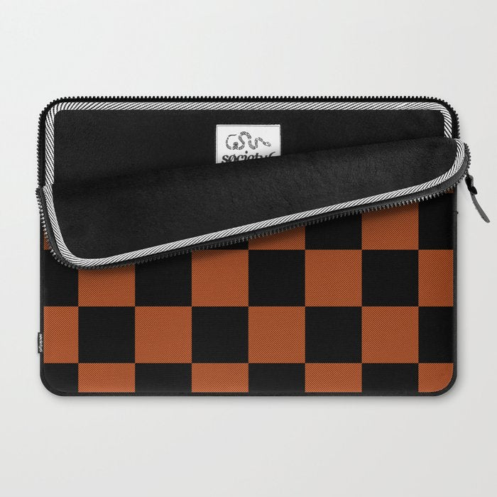 Black & Orange Checkers Laptop Sleeve Gallery Image 2