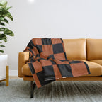 Black & Orange Checkers Throw Blanket Gallery Image 1