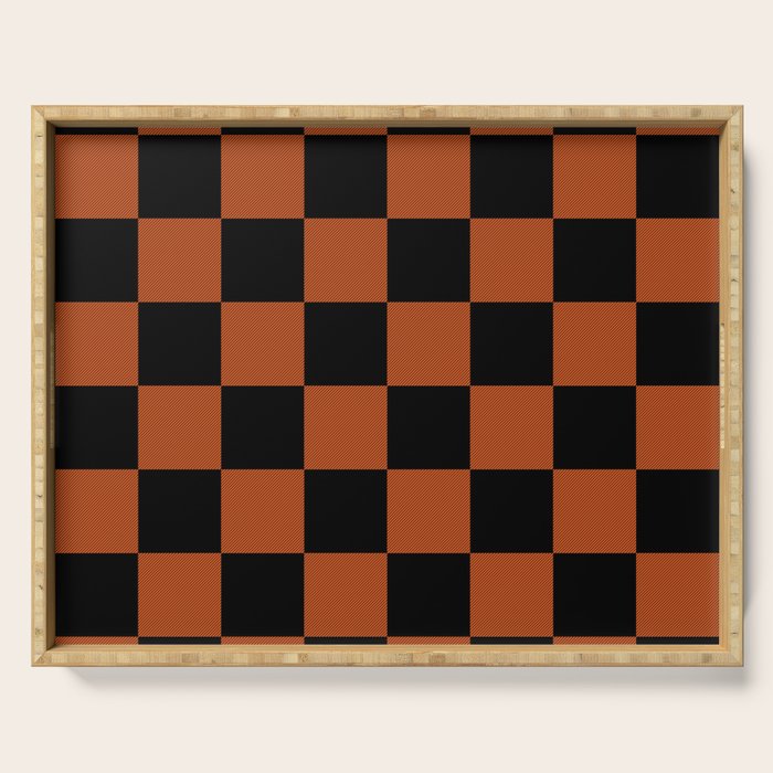 Black & Orange Checkers Serving Tray Gallery Image 1