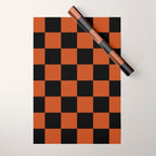 Black & Orange Checkers Wrapping Paper Gallery Image 1