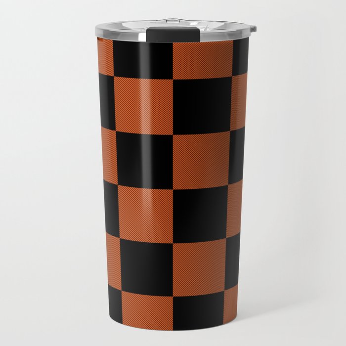 Black & Orange Checkers Travel Mug Gallery Image 1