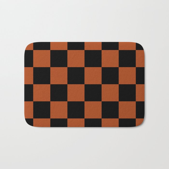Black & Orange Checkers Bath Mat