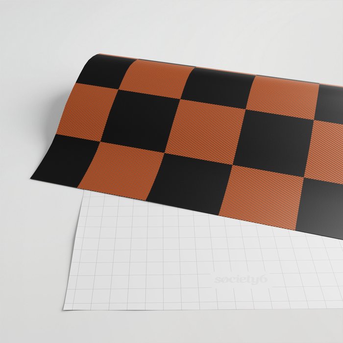 Black & Orange Checkers Wrapping Paper Gallery Image 2