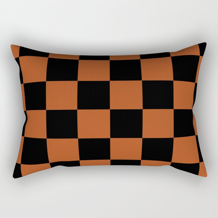 Black & Orange Checkers Rectangular Pillow Gallery Image 2