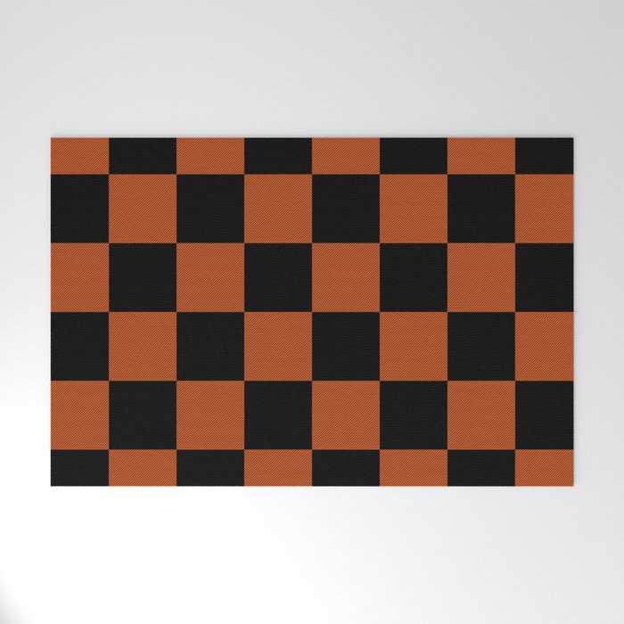 Black & Orange Checkers Welcome Mat Gallery Image 1