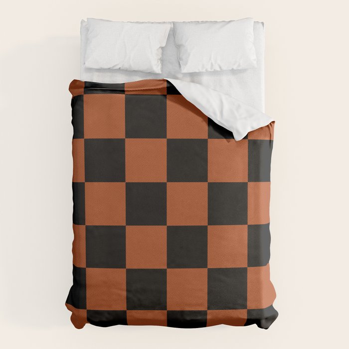 Black & Orange Checkers Duvet Cover Gallery Image 6