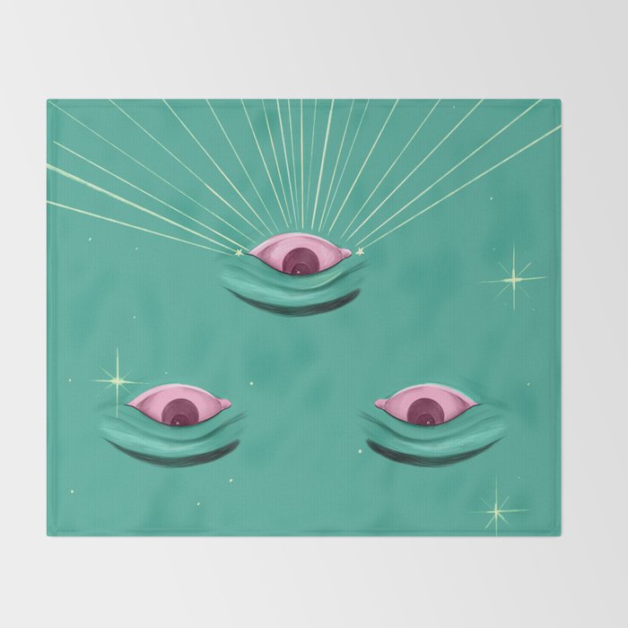 Evil eyes in the stars  Throw Blanket Gallery Image 2