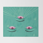 Evil eyes in the stars  Throw Blanket Gallery Image 2