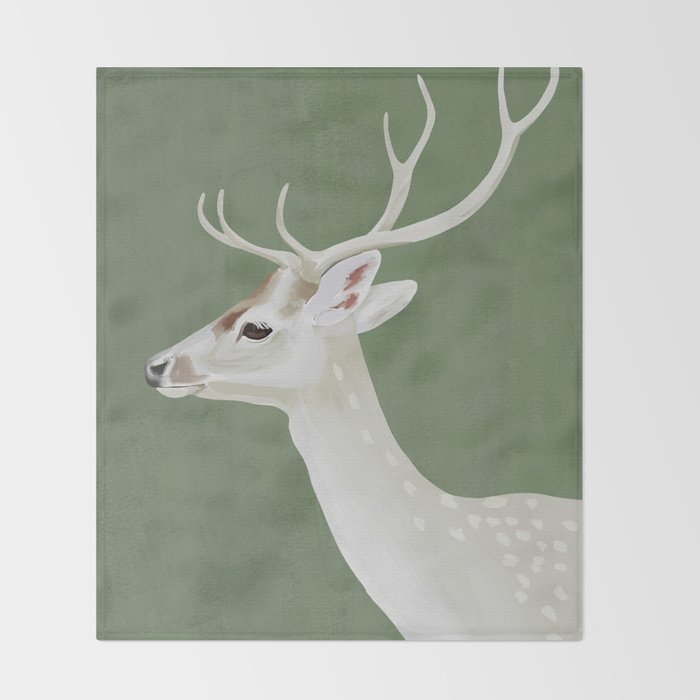 White Stag I Throw Blanket Gallery Image 2