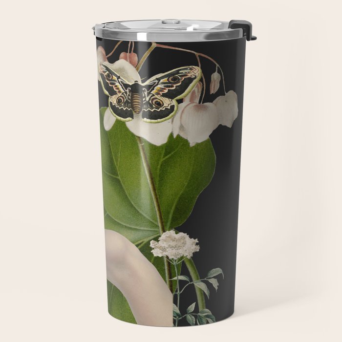 Minimal Collage/ Hand, Plants and Butterflies 6 Travel Mug Gallery Image 2
