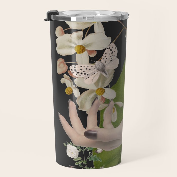 Minimal Collage/ Hand, Plants and Butterflies 6 Travel Mug Gallery Image 3